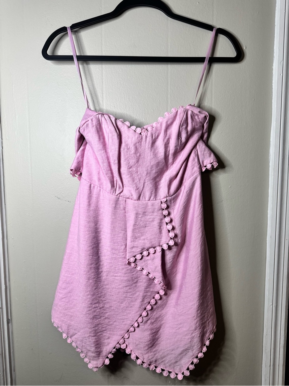 One and Only Collective Pink Pom-Pom Trim Romper Size XS